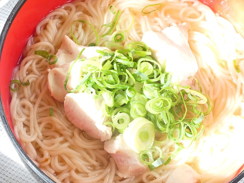 にゅうめん自作鶏ハム乗せ