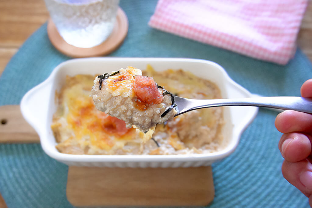 豆腐とえのきの明太グラタン