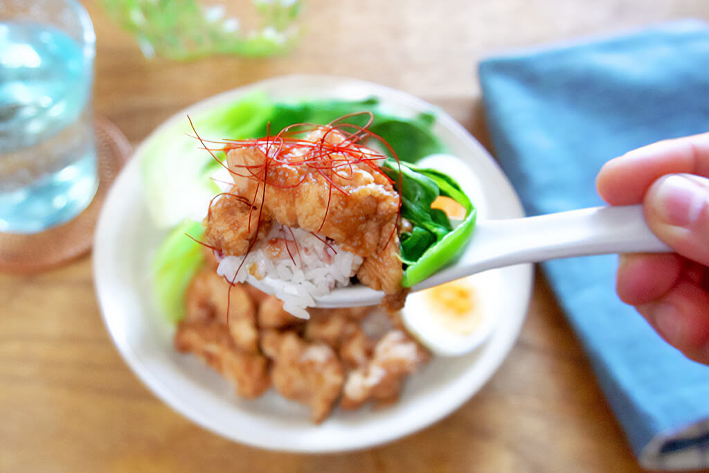 鶏むね肉のルーローハン風