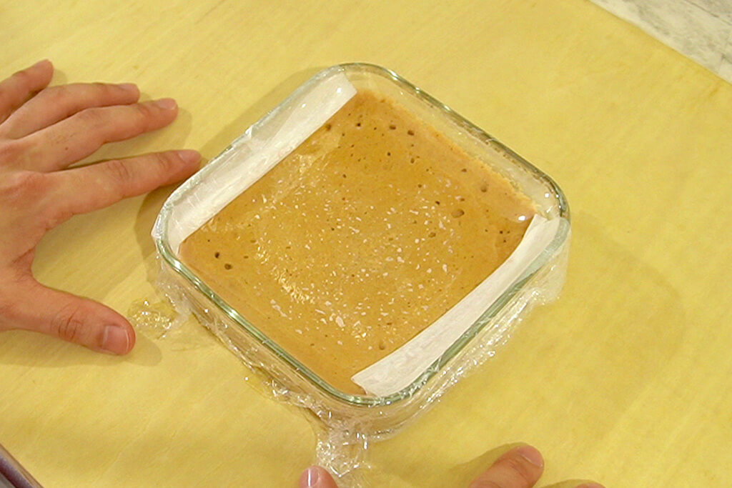 生地をレンジで加熱して余熱で火を通す