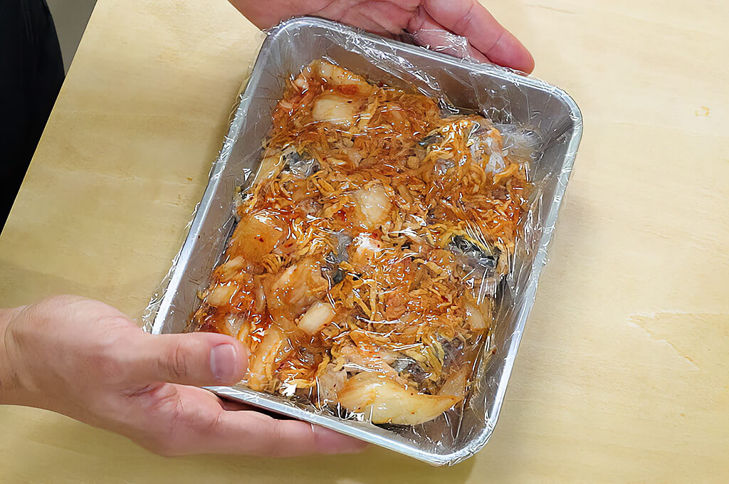 ラップをして冷蔵庫で漬ける