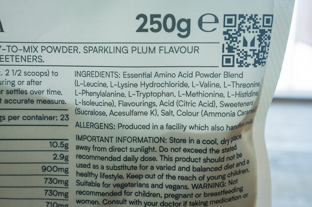 マイプロテイン EAA 梅ソーダ味の原材料