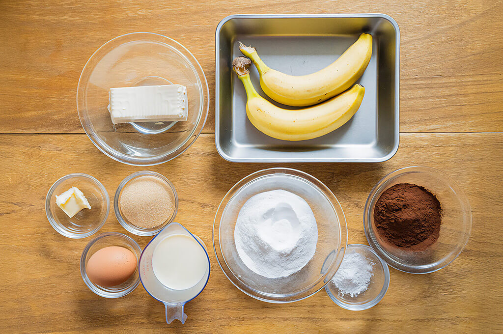 豆腐のチョコバナナケーキの材料