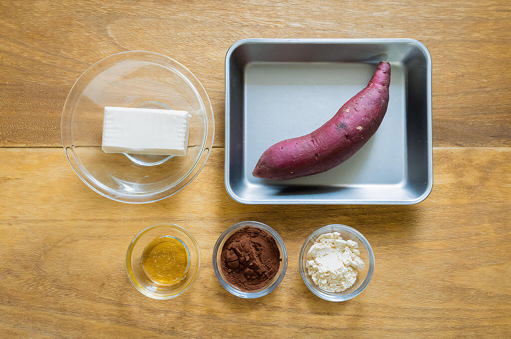 豆腐とさつまいものチョコトリュフの材料
