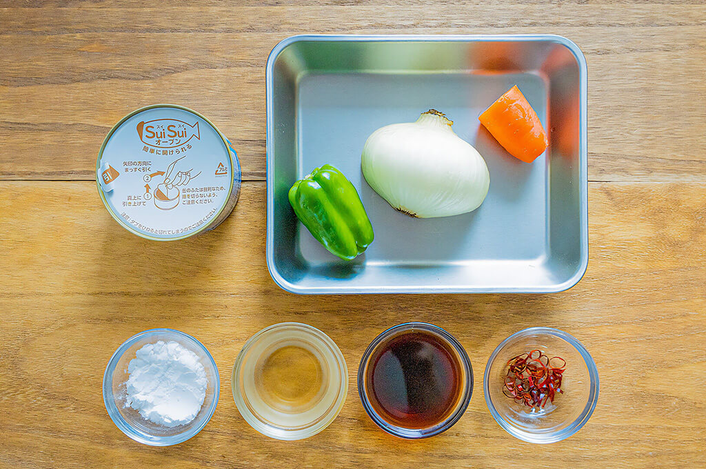 サバ缶と新玉ねぎの南蛮漬けの材料