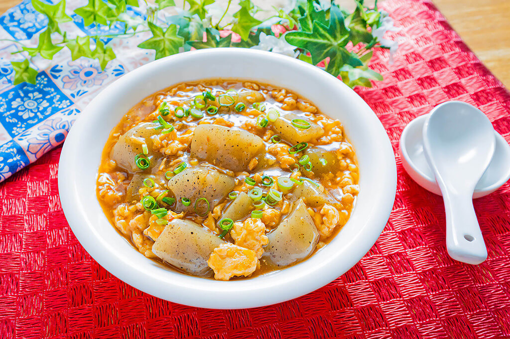 鶏むねひき肉の麻婆こんにゃく