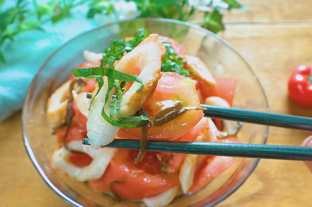 ちくわとトマトの塩昆布和え