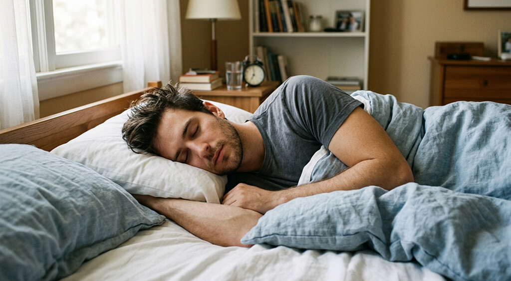ぐっすり眠る男性