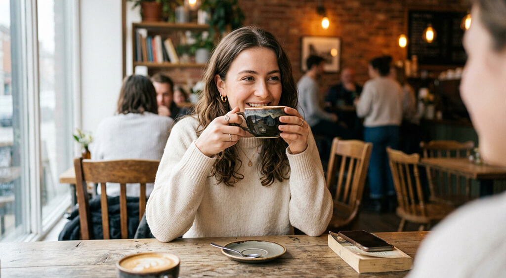 コーヒーを飲む女性
