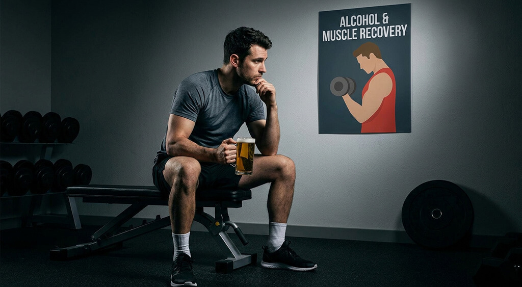 ビールを飲むトレーニー