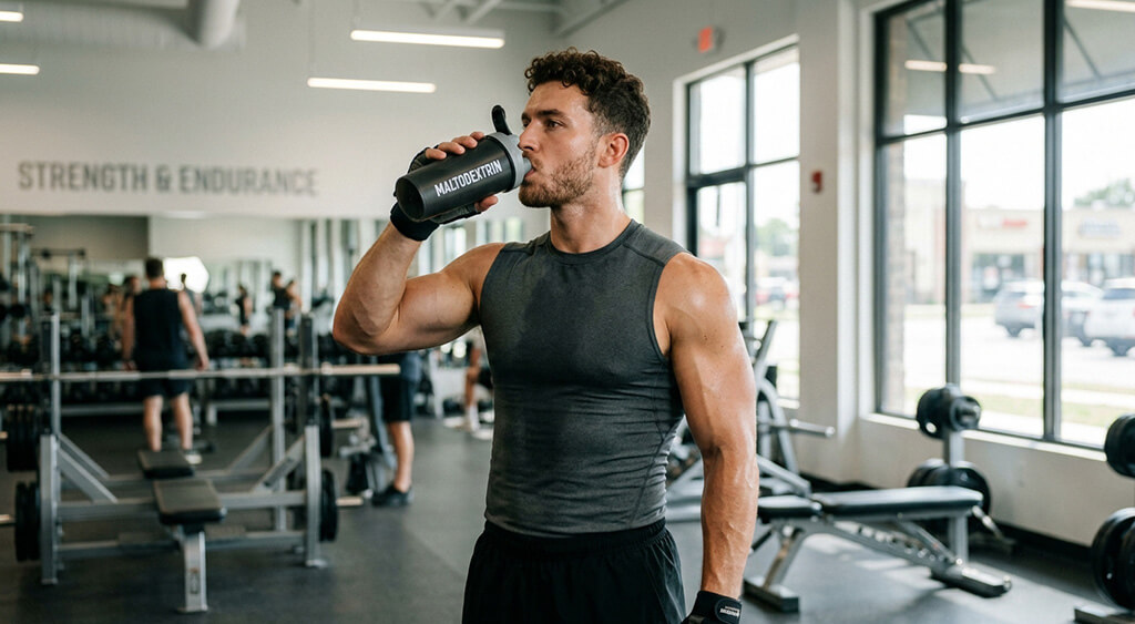 マルトデキストリンを飲む男性