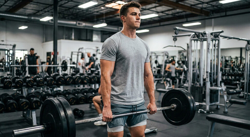 デッドリフトをする男性