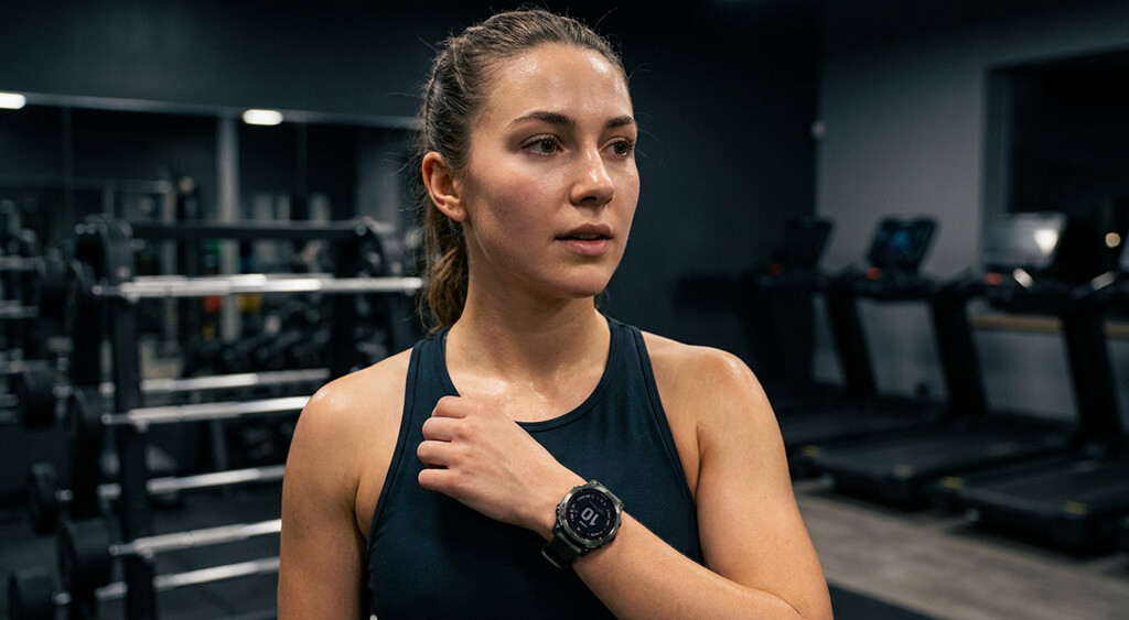Garminを着けている女性