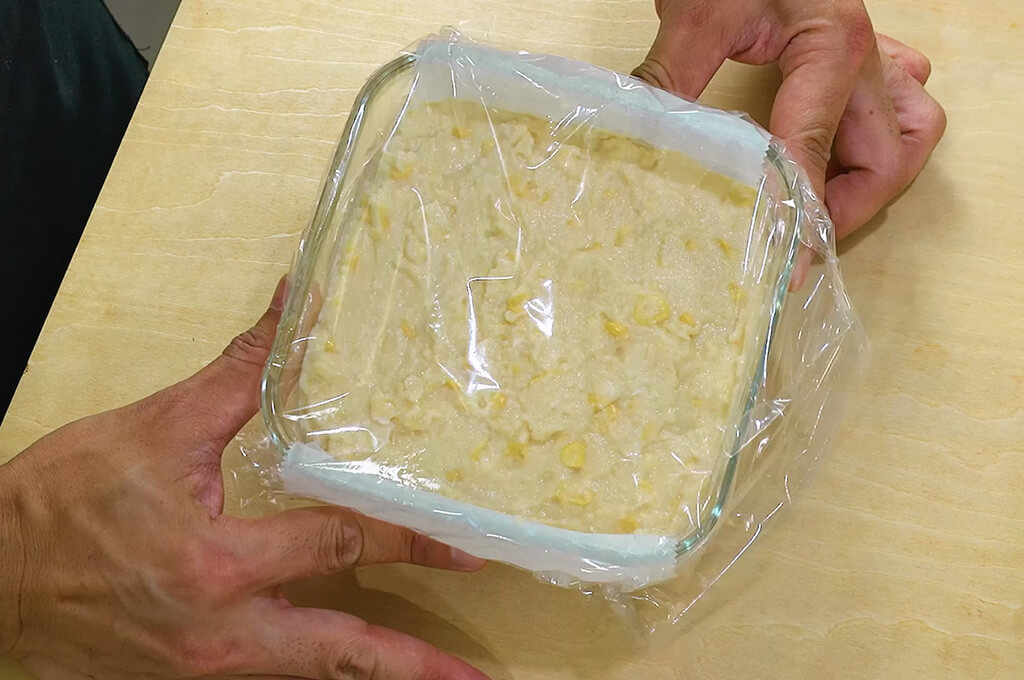 生地を加熱する