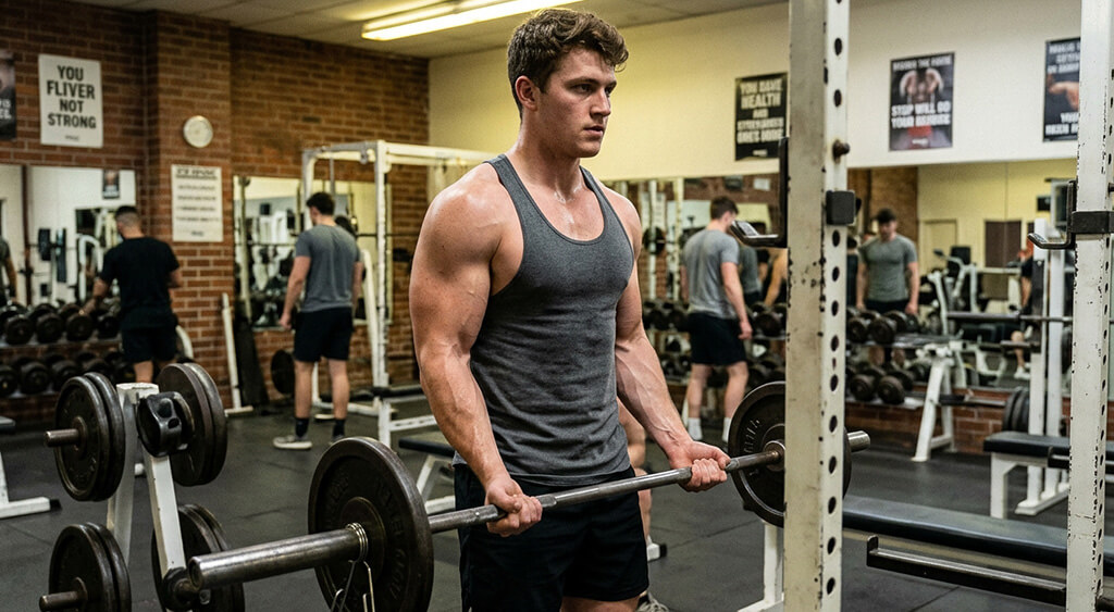 ジムでトレーニングしている男性