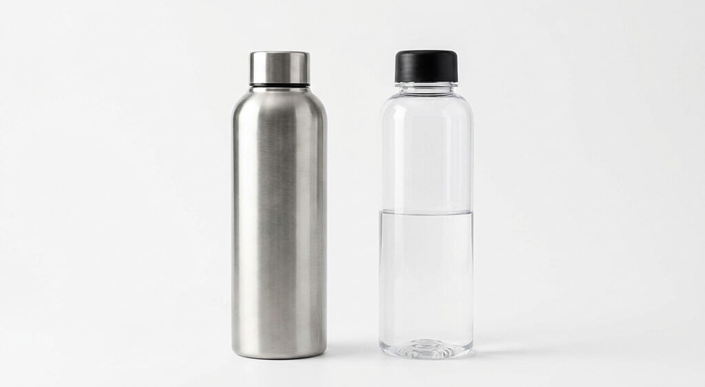 ステンレス製ボトルとプラスチック製ボトル
