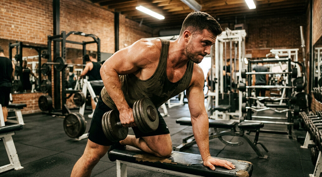 激しいトレーニングをしている男性