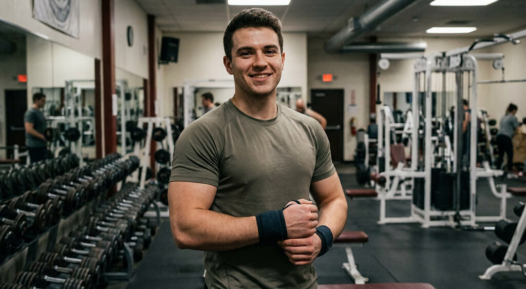 リストラップを巻いた男性トレーニー