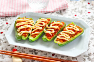 はんぺんキムチの焼きピーマヨ