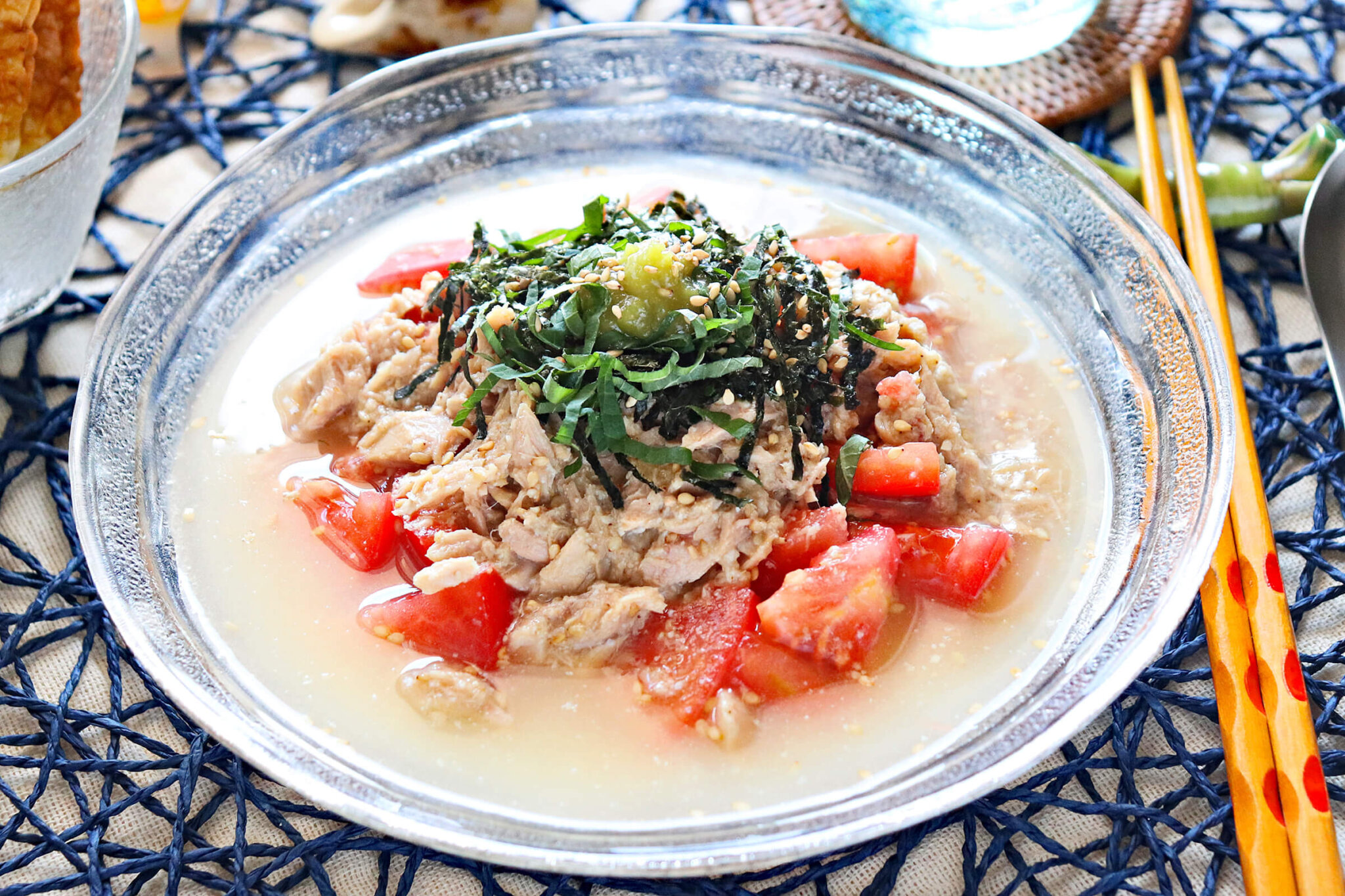 ツナとトマトのわさび冷や汁